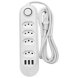 Filtro de Linha New Times 4 Tomadas / 3 USB - Branco