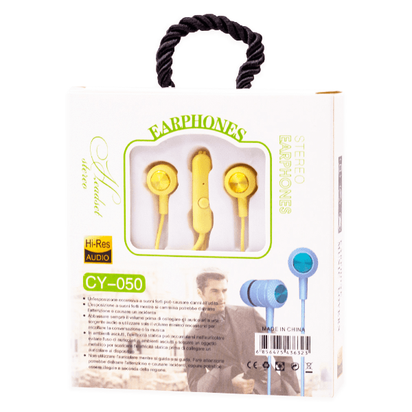 Fone de Ouvido com Fio Geral Cy-050 Earphone Extra Bass Aux 3.5Mm Amarelo