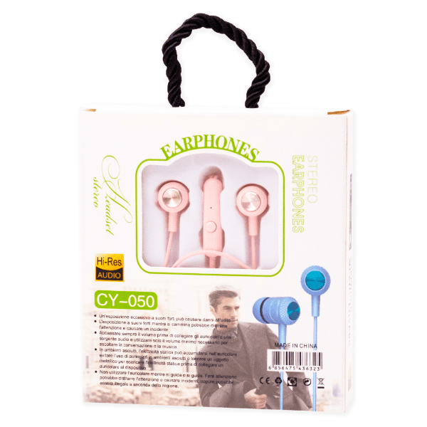 Fones de Ouvido com Fio Geral Cy-050 Earphone Extra Bass Aux 3.5Mm Rosa