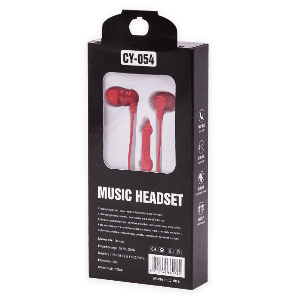 Fone de Ouvido Geral Cy-054 Music Headset Aux 3.5Mm Vermelho
