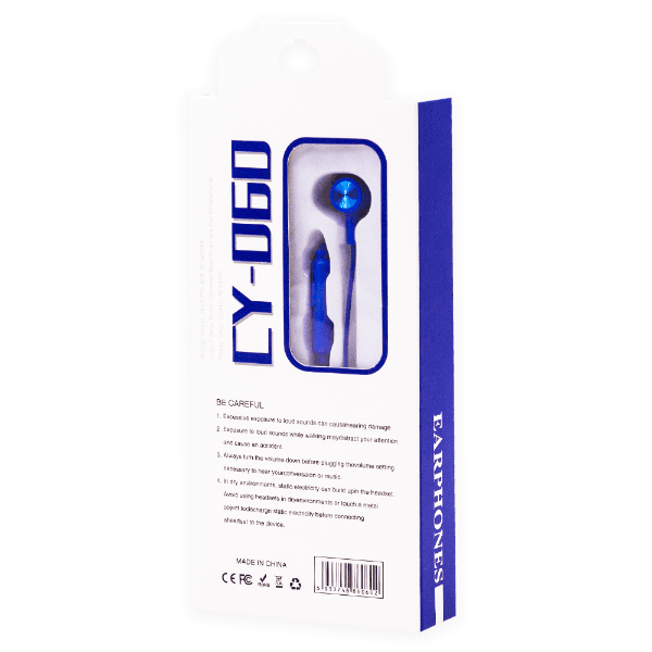 Fones de Ouvido com Fio Geral Cy-060 Stereo Earphones Aux 3.5Mm Azul