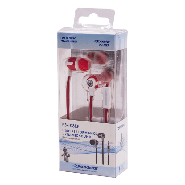 Fone de Ouvido com Fio Roadstar Rs-108EP P2 Vermelho/Branco