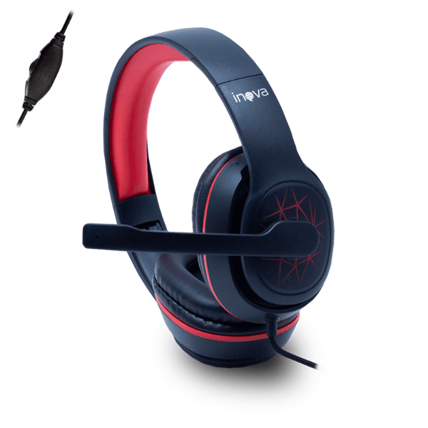 Fone de Ouvido Gamer Inova Fon-0014 com Microfone 3.5Mm Preto/Vermelho