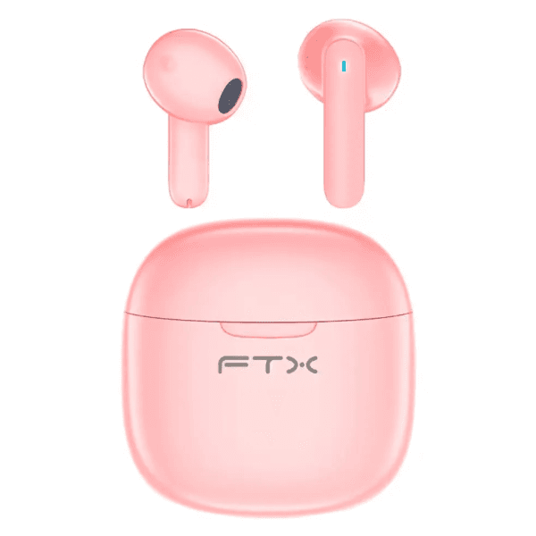 Fones de Ouvido Sem Fio Ftx E68-Pk Com Bluetooth 6.0 Microfone Touch Ipx6 Rosa