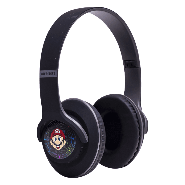 Fones de Ouvido Sem Fio Ma-2 Super Mario Wireless Headphone Com Bluetooth / Fm - Preto Cinza