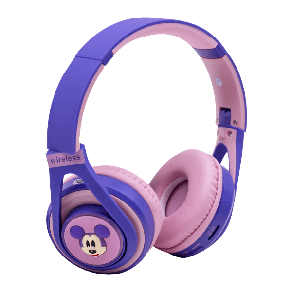 Fone de Ouvido Sem Fio Ma-8 Mickey Wireless Headphone Com Bluetooth / Fm - Roxo/Rosa