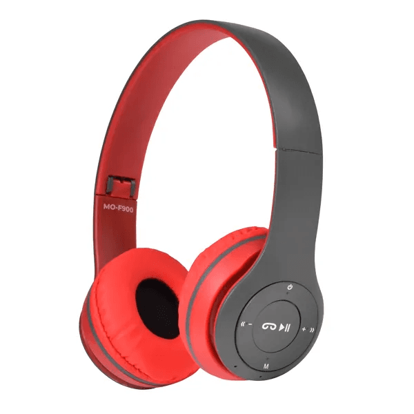 Fone de Ouvido Sem Fio Mox Mo-F900 Com Bluetooth / Aux / Fm - Cinza/Vermelho