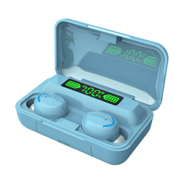 Fone de Ouvido Sem Fio True Wireless Earbuds Geral Bth-F9-5 Bluetooth 5.3 Azul Claro