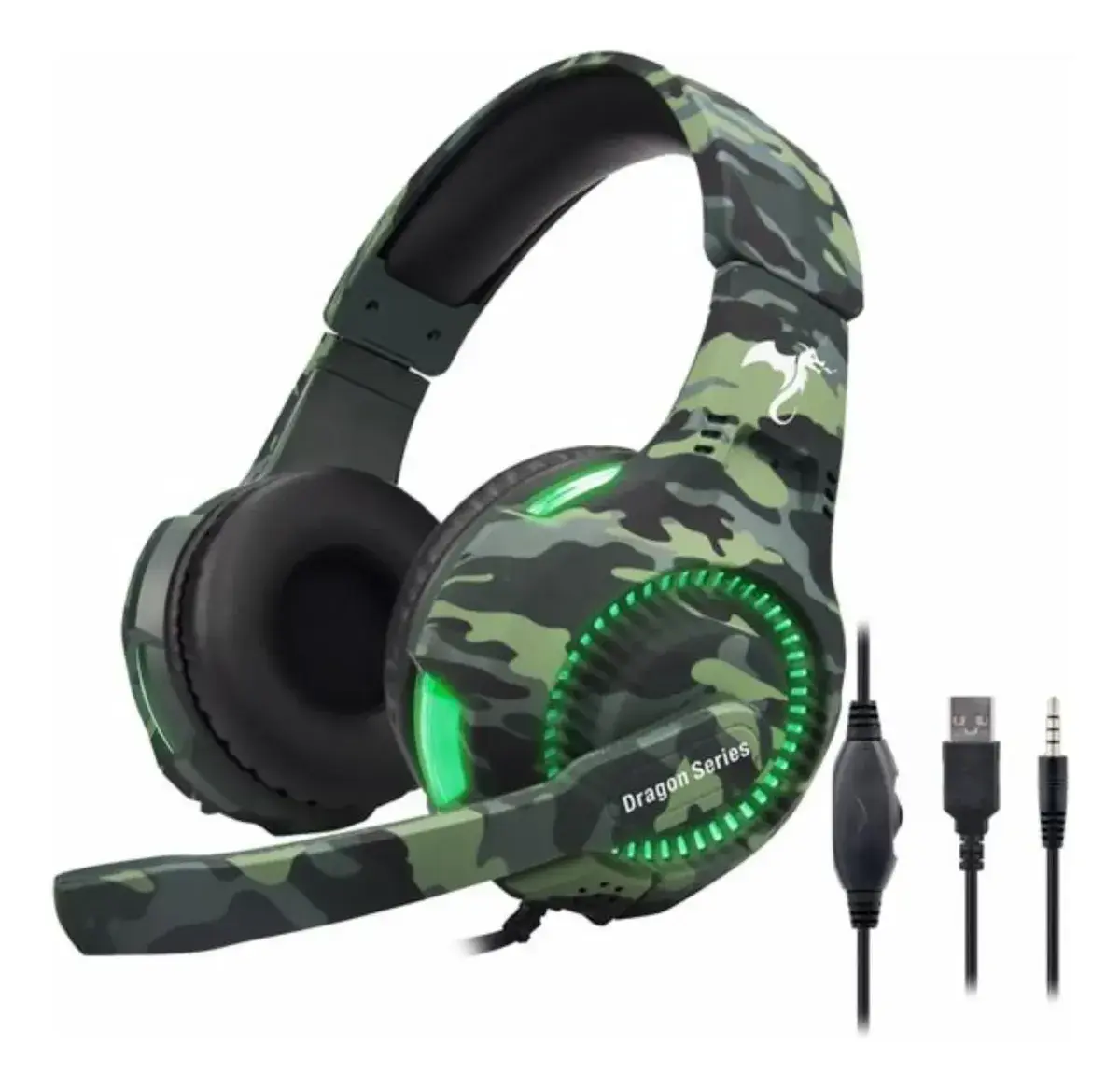 Fones de Ouvido Kolke Kga-487 Trooper Gamer Camuflado Verde