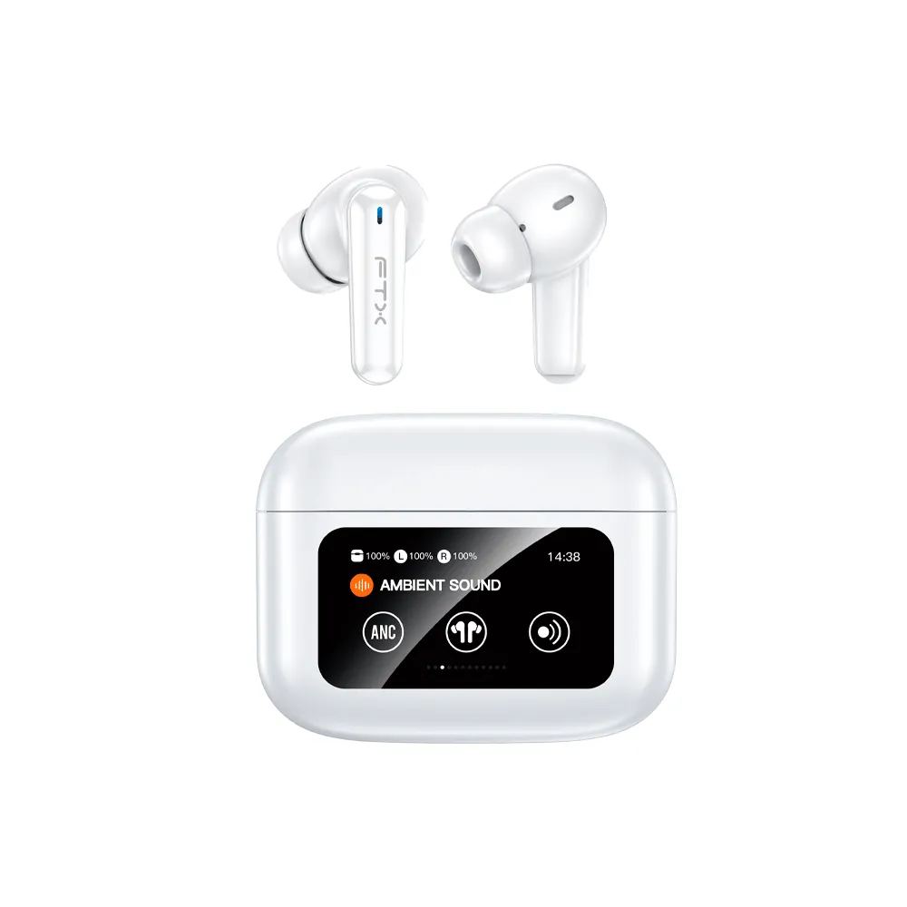 Fones de Ouvido Ftx E56L-Wh BT/MIC/ANC/TOUCH/IPX6 Branco C/pant LED