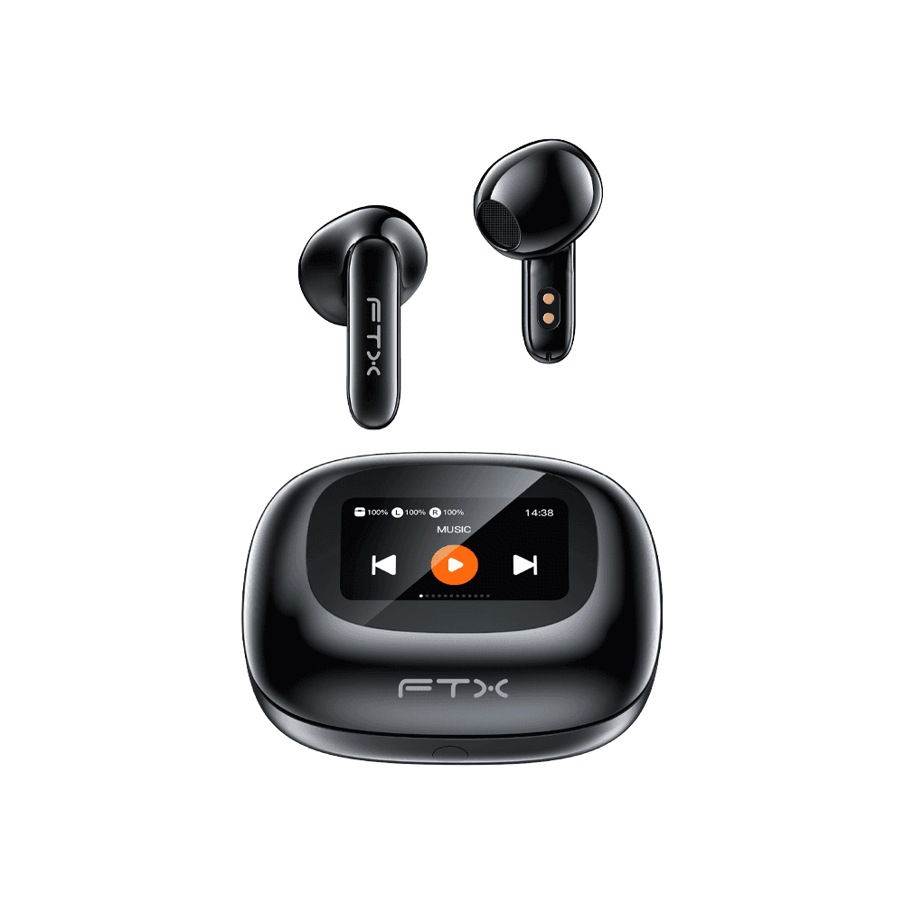 Fones de Ouvido Ftx E97L-Bk BT/MIC/TOUCH/IPX6 Preto C/pant LED