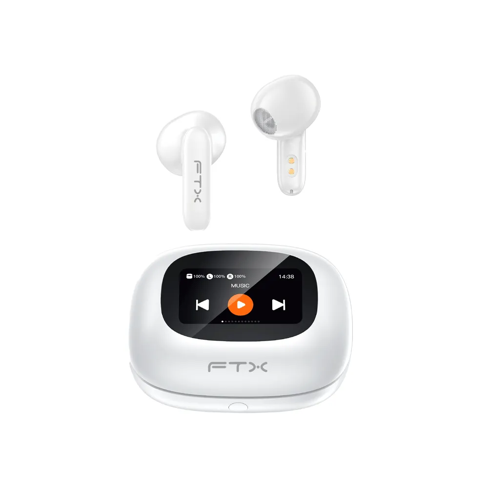 Fones de Ouvido Ftx E97L-Wh BT/MIC/TOUCH/IPX6 Branco C/pant LED