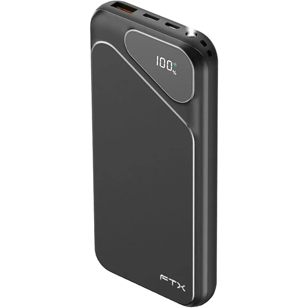 Power Bank Ftx Ftxpb-10LCD-Bk 10000mAh 22.5W com Cabo Preto