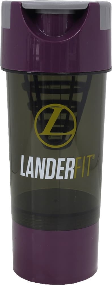 Garrafa Shaker Landerfit 500 mL com Filtro e Porta-Comprimidos - Lilás