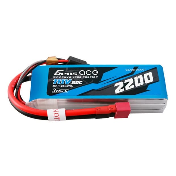 Gens Ace 11.1V 2200mAh 60C 3S G-Tech Lipo com Plug Deans