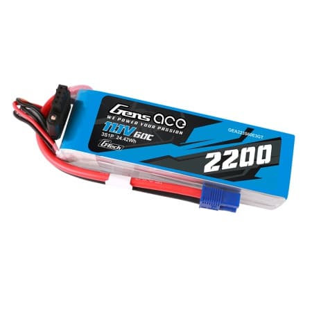 Gens Ace 11.1V 2200mAh 60C 3S G-Tech Lipo Ec3