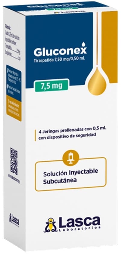 Gluconex Tirzepatida 7,5mg/0,50mL (4 Seringas Pré-Cheias)