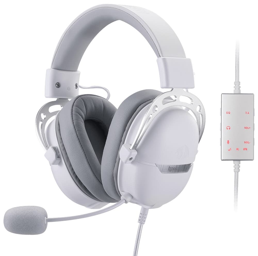 Headset Gamer Redragon H376WG Aurora Com Fio Branco / Cinza
