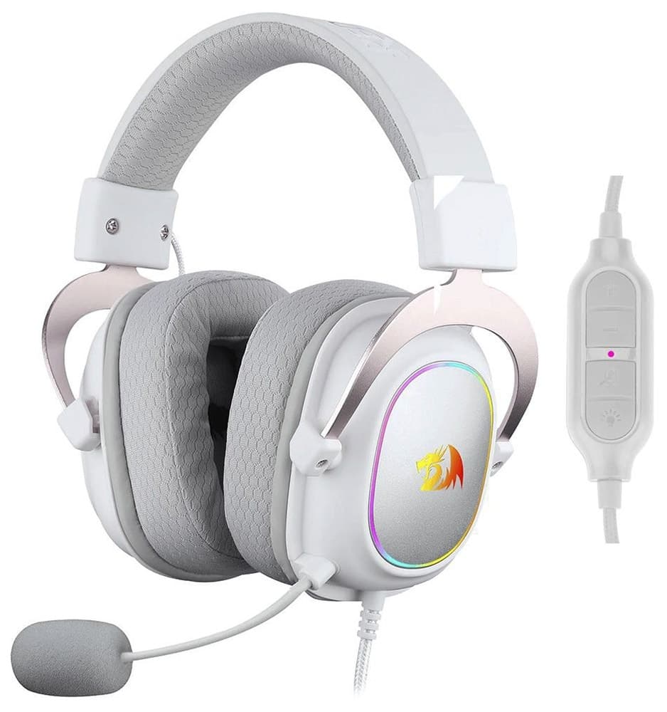 Headset Gamer Redragon H510W-RGB Zeus X RGB / Com Fio - Branco