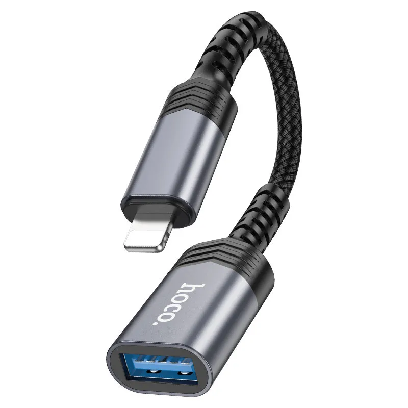 Adaptador Hoco Lightning para USB-A Cinza