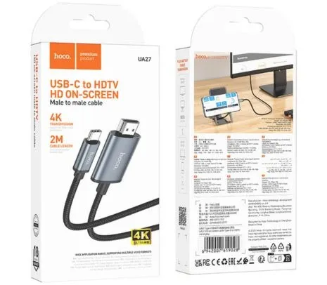 Cabo Hoco Ua27 USB-C para HDMI Cinza