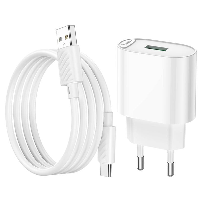 Fonte Hoco C109A 10.5W + Cabo USB-A para USB-C 1M Branco