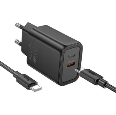 Carregador Hoco N60 20W + Cabo USB-C para Lightning Preto