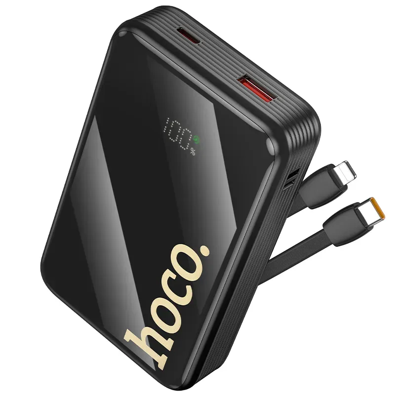 Power Bank Hoco Q37A 20000mAh + Cabo USB-C/Lightning Preto