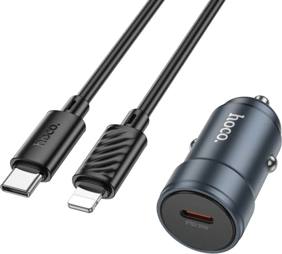 Carregador Hoco Z57 + Cabo USB-C para Lightning Cinza