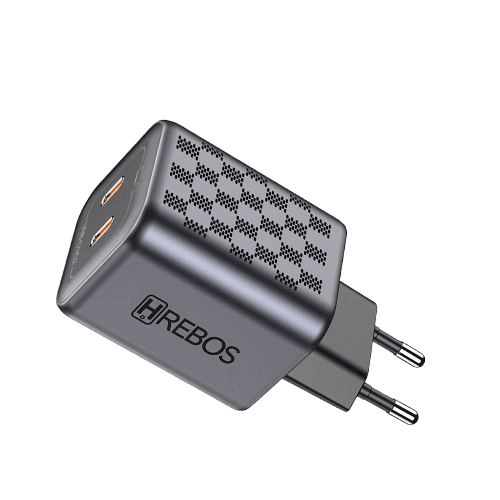 Carregador Hrebos Crg-218 USB-C/USB-C Cinza