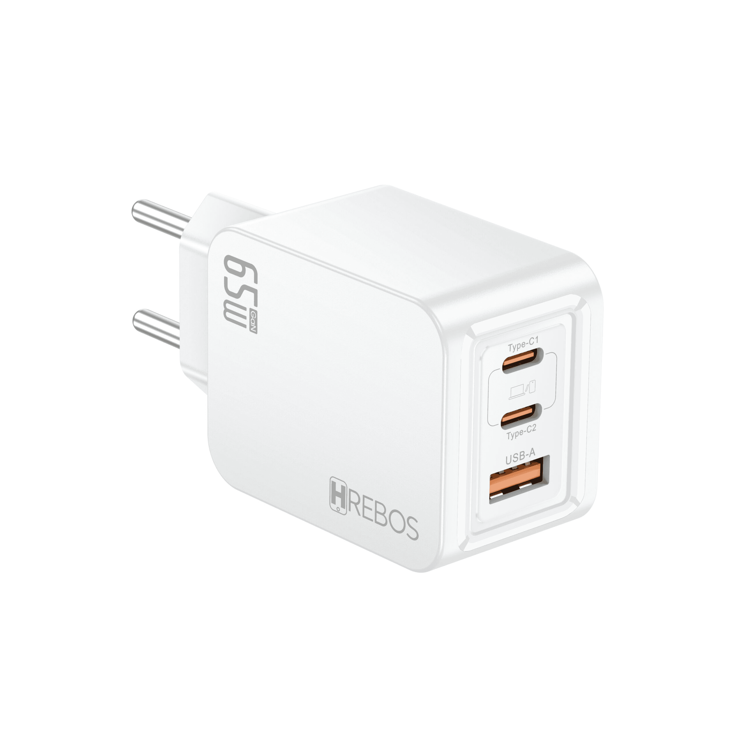 Fonte Hrebos Cargador Crg-386 USB-A/USB-C/USB-C Branco
