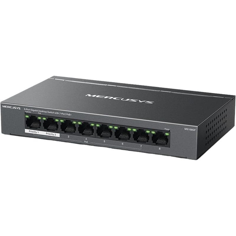 Switch 8 Portas Mercusys MS108GP 10/100/1000 PoE+