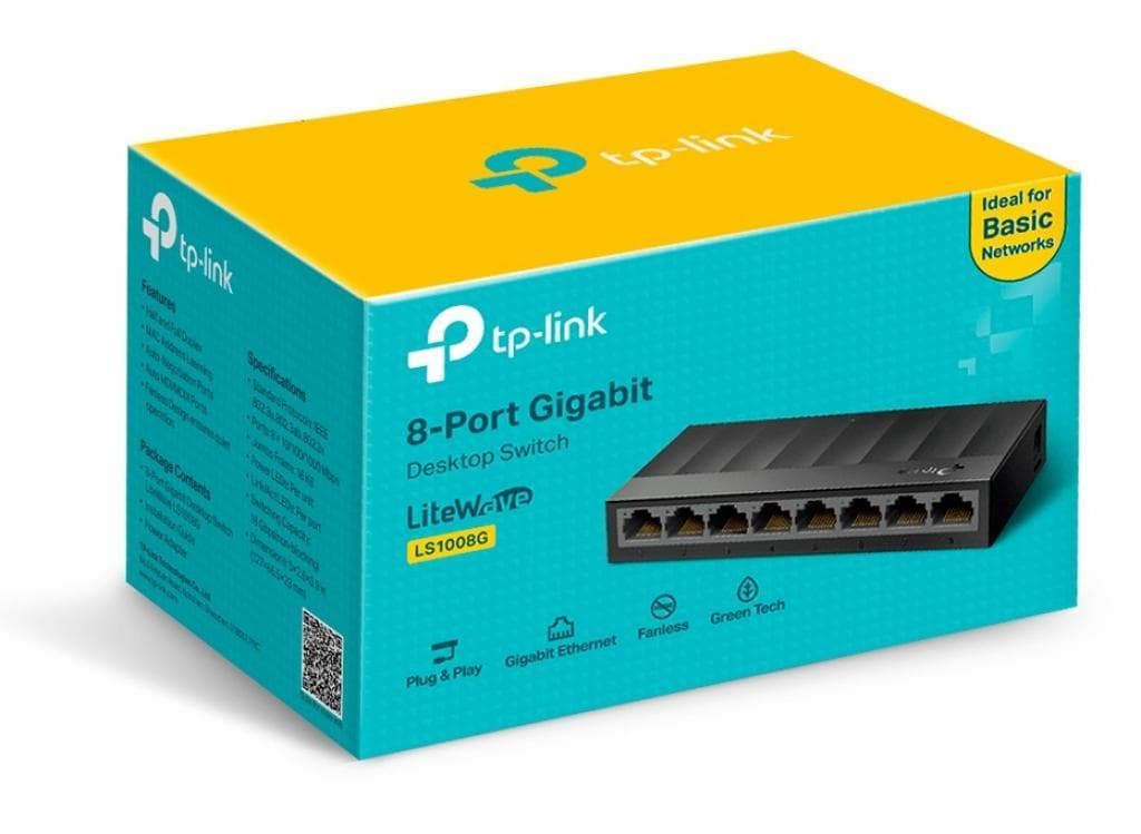 Switch 8 Portas Tp-Link LS1008G 10/100/1000 Mbps Plástico
