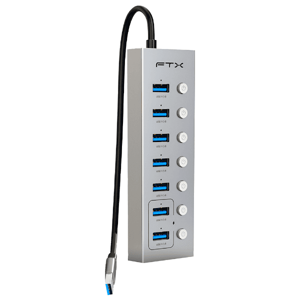 Hub Adaptador Multiporta Ftx Ct-Hubu7-Ag USB-C / 7 Em 1 / 7X USB-A Cinza