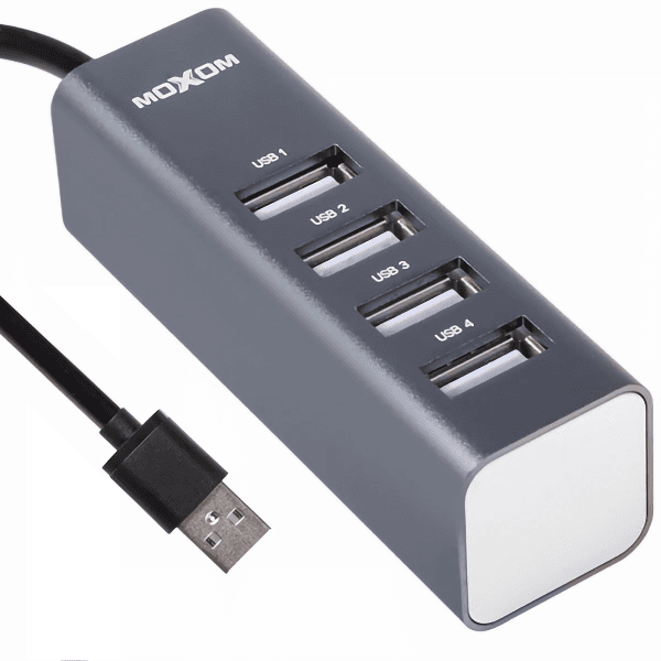 Hub Adaptador Moxom Mx-Hb04 4 Em 1 USB-A 4X USB-A 2.0 Cinza