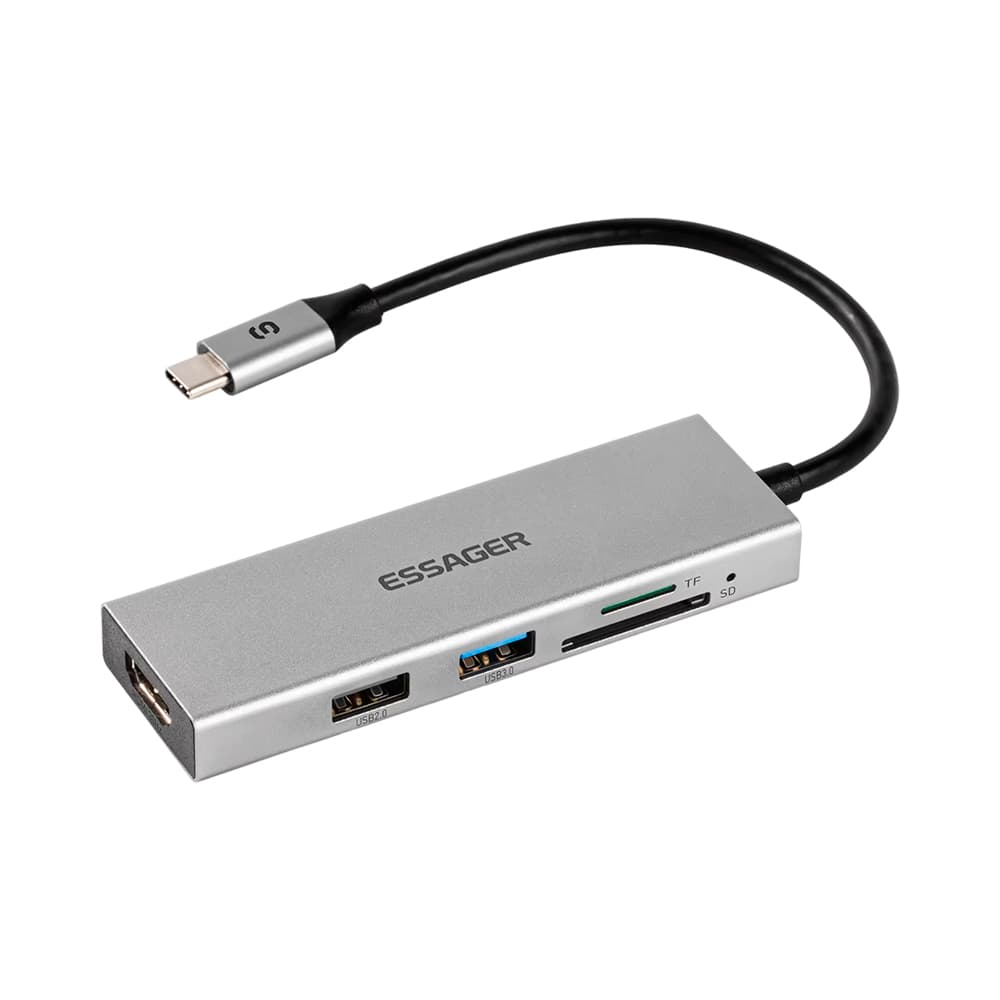 Hub Essager 5 Em 1 USB-C Cinza