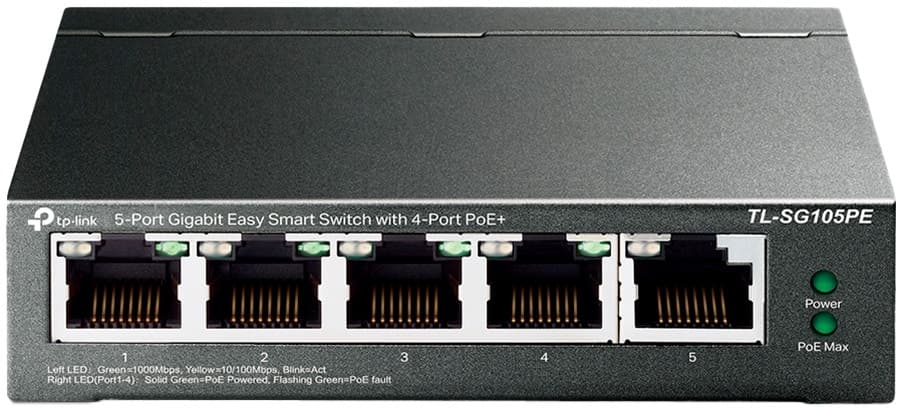Switch Easy Smart Gigabit TP-Link Tl-SG105PE de 5 Portas com PoE+ de 4 Portas