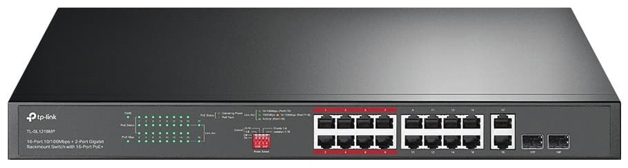 Hub Switch TP-Link Tl-SL1218MP 16 Portas 10/100 Mbps + 2 Portas Gigabit