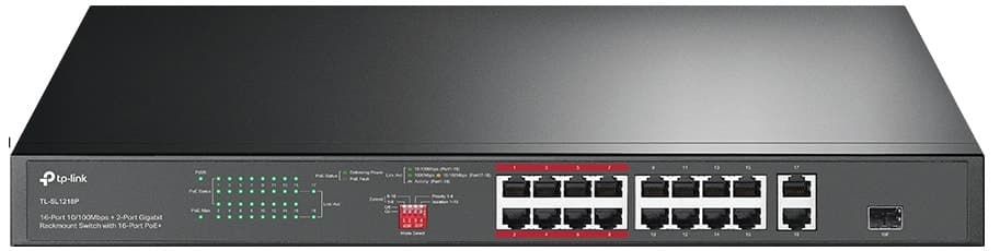 Hub Switch TP-Link Tl-SL1218P 16 Portas 10/100 Mbps + 2 Portas com PoE+