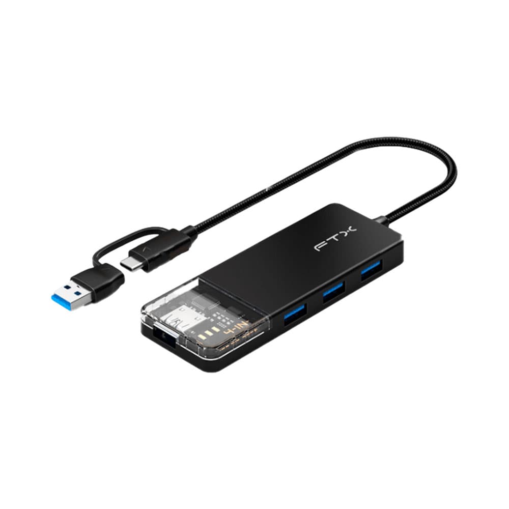 Hub USB Ftx Ftx-Hubt3-Pb USB-C 3.0 para USB-A de 4 Portas