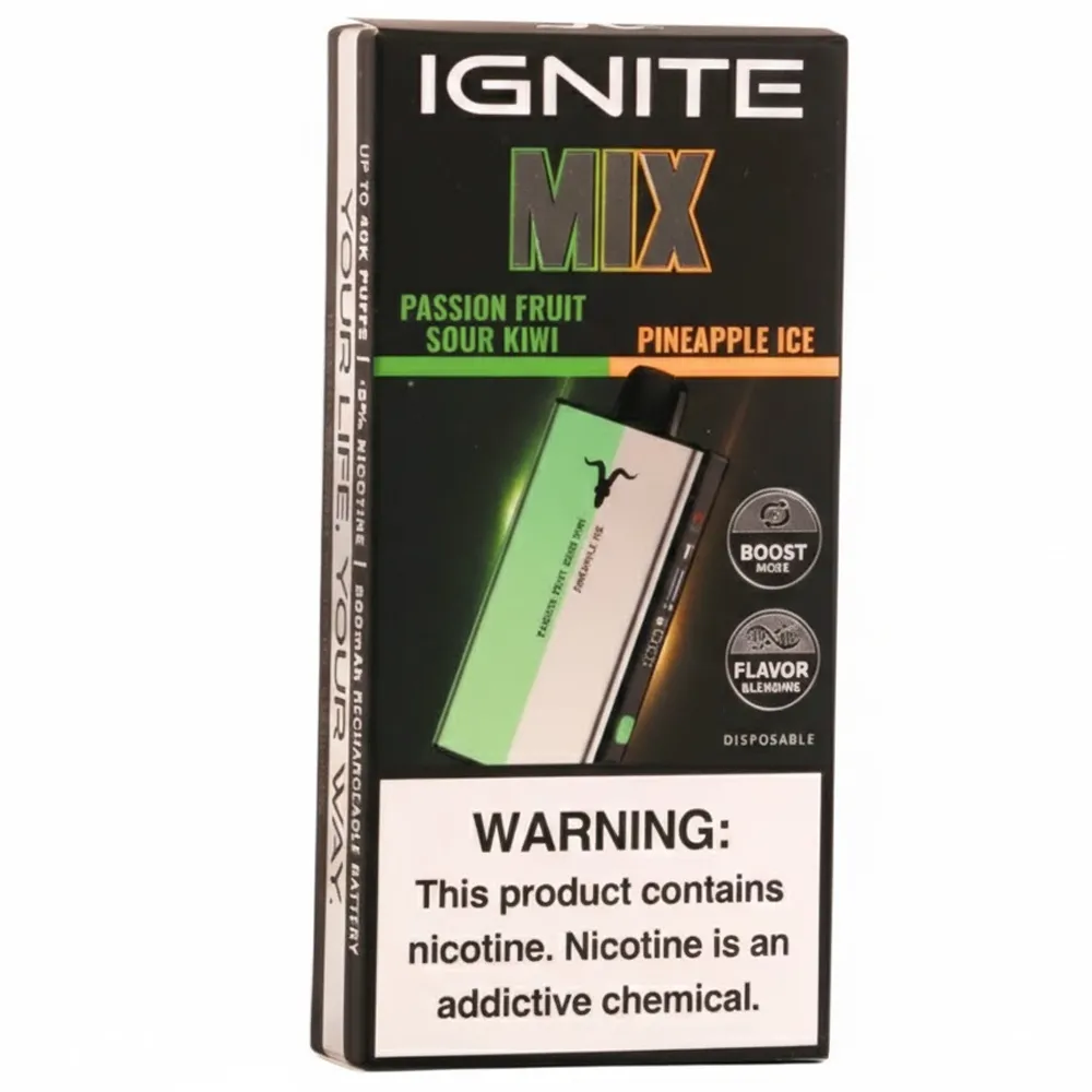 Vape Descartável Ignite Mix 40000 Puffs Pineapple Ice/Passion Fruit Kiw