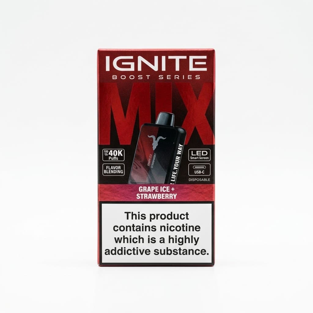 Vape Descartável Ignite Mix Boost Series 40K Grape Ice/Strawberry
