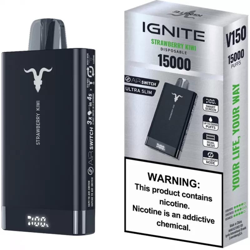 Vape Descartável Ignite V150 Pro 15000PUFFS Strawberry Kiwi