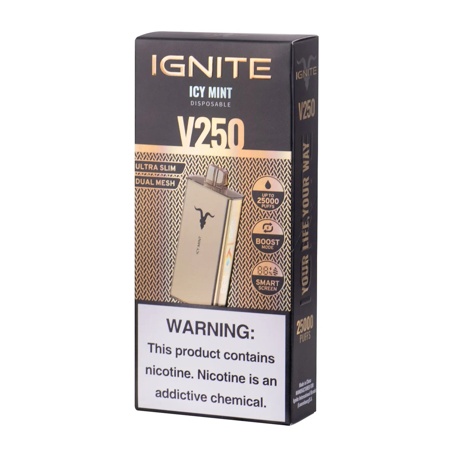 Vape Descartável Ignite V250 Gold 25000PUFFS Icy Mint