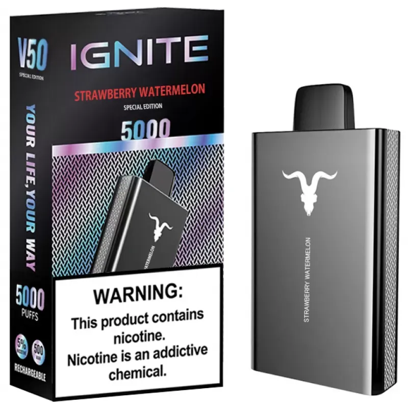 Ignite Vaper Desechable V50 Black 5000PUFFS Strawberry Watermelon
