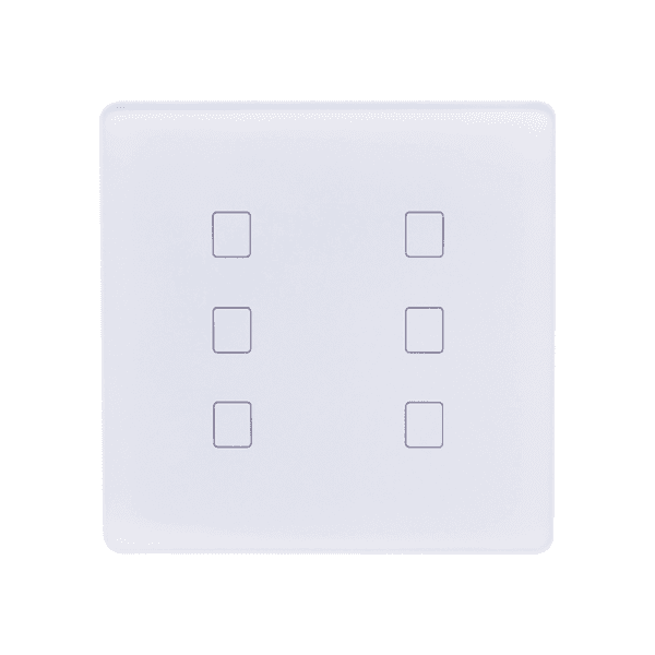 Interruptor de Parede 4Life Zigbee Smart Wall 6 Gang Light Touch Switch FLT6SWZ com 6 Botões Bluetooth Compatível com Alexa e Google Home 100-240V ~50/60Hz App Smart Life Branco