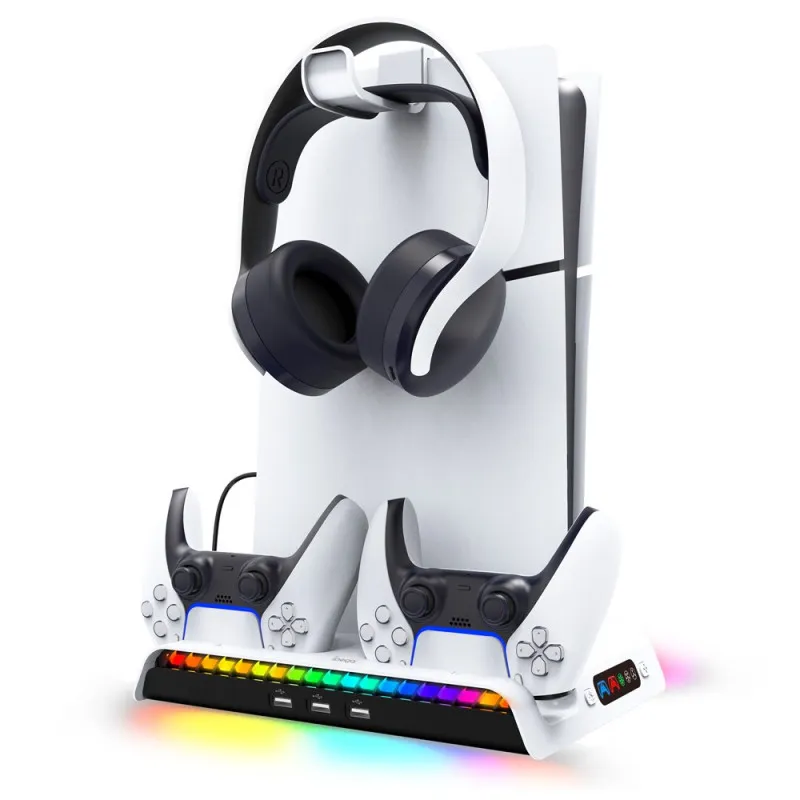 Carregador Ipega Pg-P5S006 C/ Cooler RGB (Pro/Slim) Branco