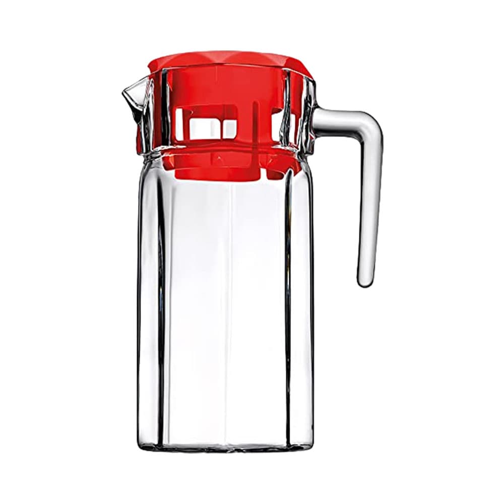 Jarra de Vidro Kosem com Tampa 43414 1.25L Transparente - Vermelho