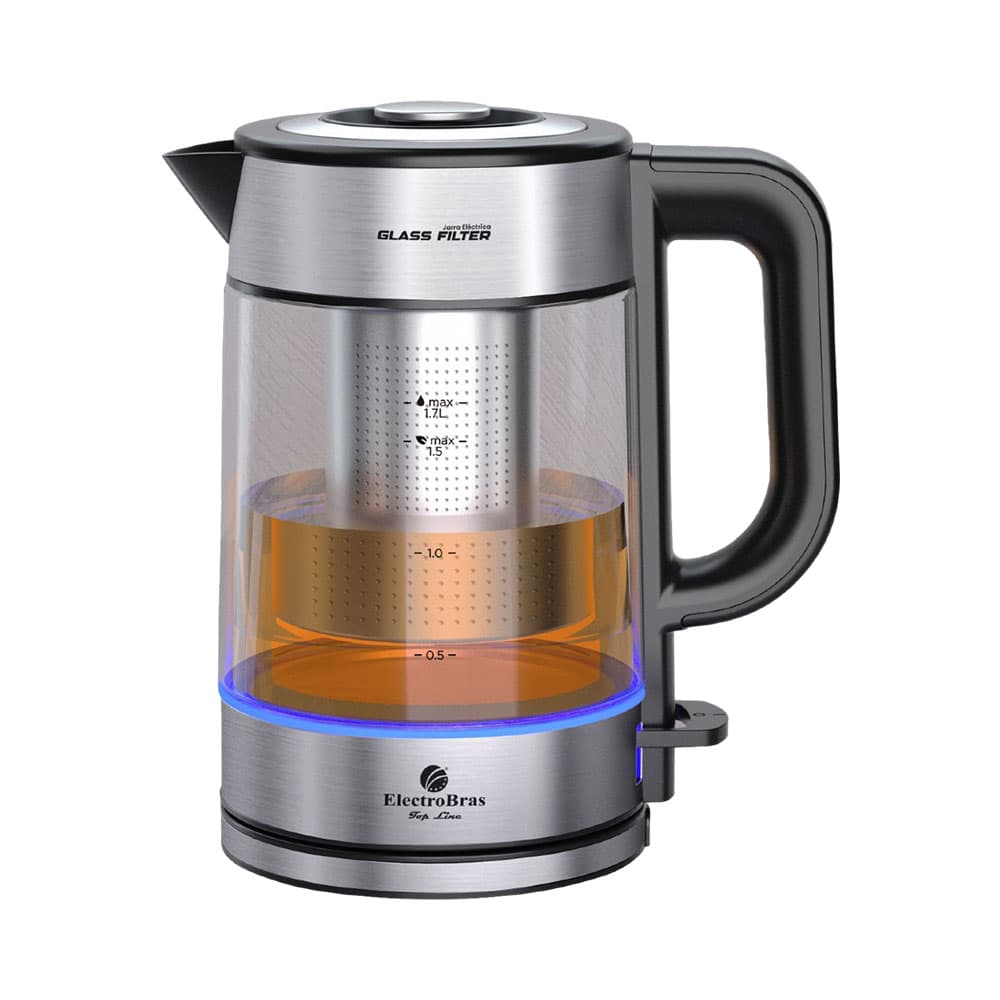 Jarra Elétrica Electrobras Glass Filter Ebje-06 1.7L 1200W 110V Prata - Preto