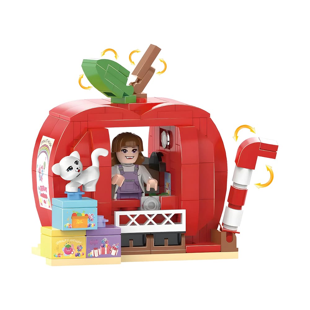 Brinquedo de Construção Apple Cogo Fruit Street 3815 Apple CAR/APPLE Gift Shop 232 Peças